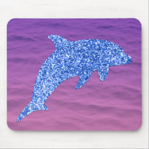 Mousepad Golfinho De Brilho Azul No Mar Rosa E Roxo