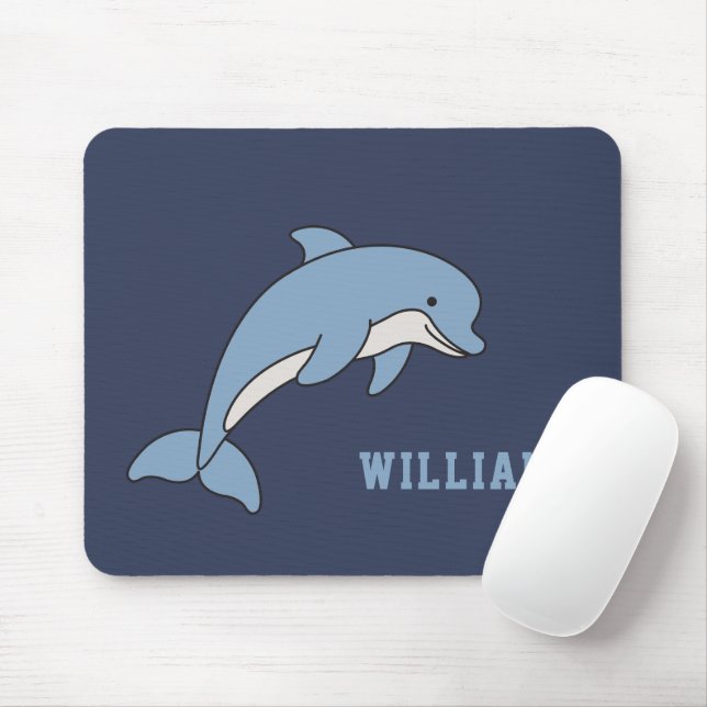 Mousepad Golfinho Nome Personalizado de Volta às Aulas (Com mouse)