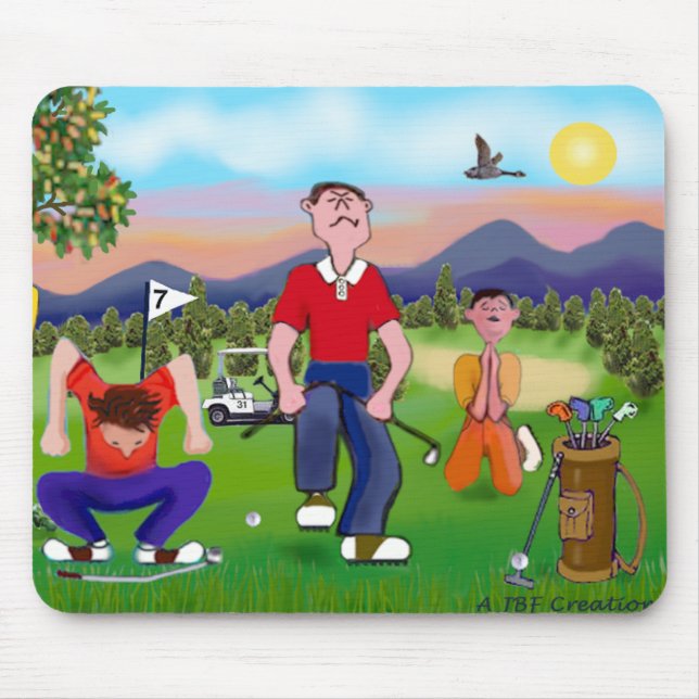Mousepad Golfistas de Cartoon - Pelo Amor do Golfe (Frente)
