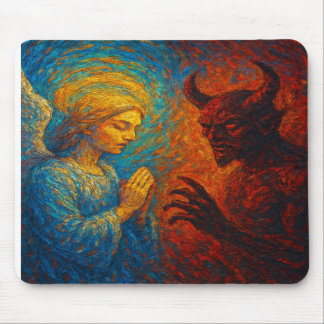 Mousepad “Good and Evil – Abstract Angel and Demon Painting