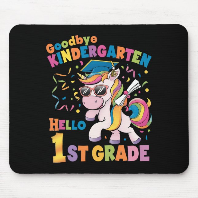Mousepad Goodbye Kindergarten Olá, Grau de rua Unicorn (Frente)