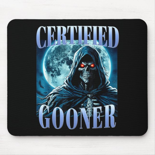 Mousepad Goon Funny Gooning Meme Skeleton Certified Gooner  (Frente)