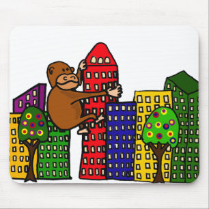 Mousepad Gorila gigante que abraça a construção alta
