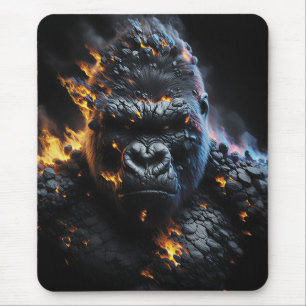 Mousepad Gorila Inferno – Arte Digital de Fera de Lava Arde