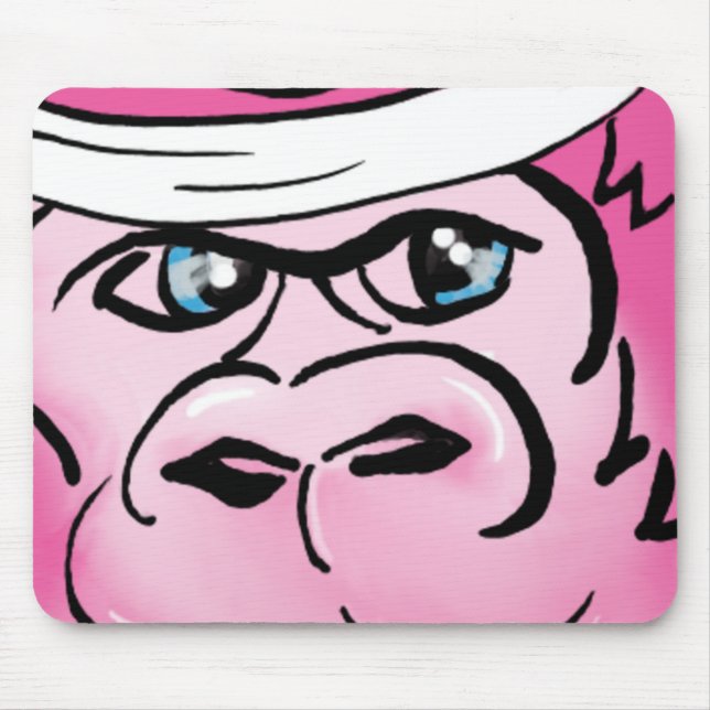 Mousepad Gorila rosa com faixa de suor (Frente)