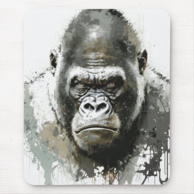 Mousepad Gorilla Ape Animal Painting Willife Forest (Frente)