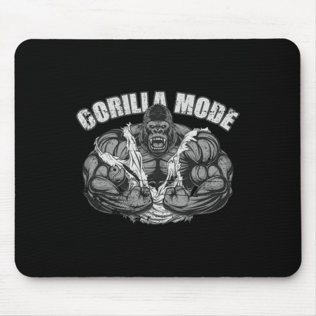 Mousepad Gorilla Mode Gym Ape Fitness Coach Swole Monkey  (Frente)