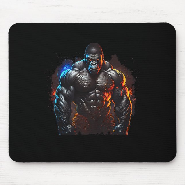 Mousepad Gorilla Monkey Gym Wear Bodybuilding Workout Motiv (Frente)