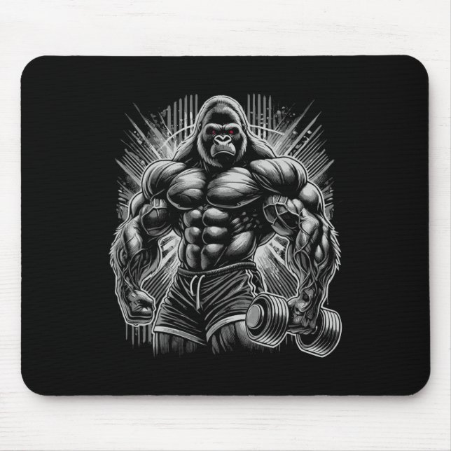 Mousepad Gorilla Monkey Gym Wear Bodybuilding Workout Motiv (Frente)
