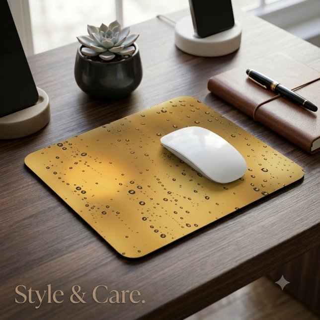 Mousepad Gota de Chuva Texturizada Dourada que Chama a Aten (Eye Catching Golden Textured Raindrop Mouse Pad)