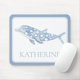 Mousepad Gota de Golfinho Azul de Aquarela Costeira