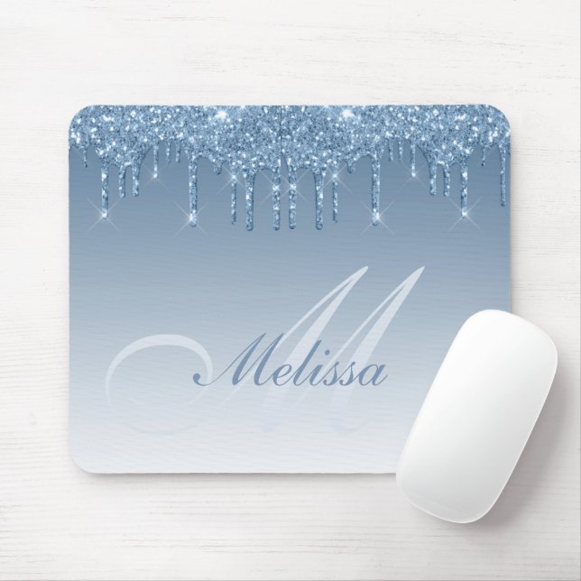 Mousepad gotas de brilho azul personalizadas (Com mouse)
