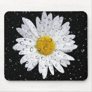 Mousepad gotas de chuva na margarida branca