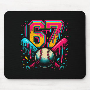 Mousepad Gotejamento de Beisebol 6 7 Número 67 Seis Sete Me