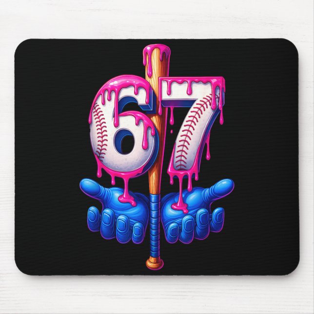 Mousepad Gotejamento de Beisebol 6 7 Número 67 Seis Sete Me (Frente)