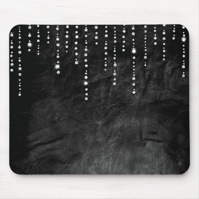 Mousepad gotejamento de diamante em couro preto (Frente)