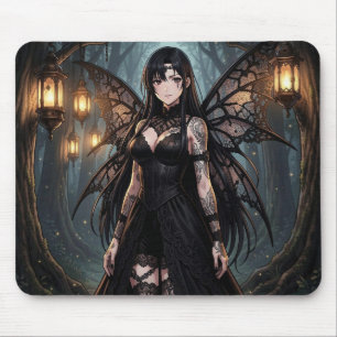 Mousepad Gothic Anime Garota Fada na Floresta Encantada
