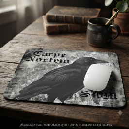 Mousepad Gótico Corvo Acadêmico Escuro Onyx Mal-humorado