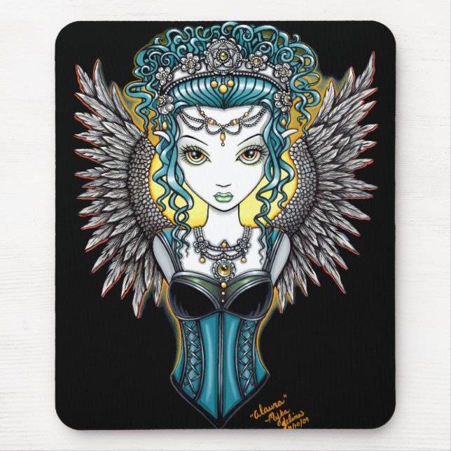 Mousepad gótico do anjo-da-guarda de "Alaura" (Frente)
