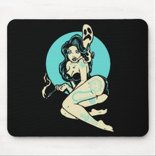 Mousepad Gótico Tatuado Menina Horror Ghost Moon Rockab