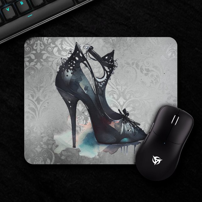 Mousepad Gótico Vogue Grunge | Teal Splash Stiletto High He (Criador carregado)