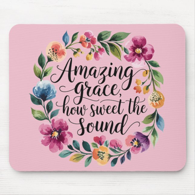 Mousepad Graça Incrível Rosa Floral (Frente)