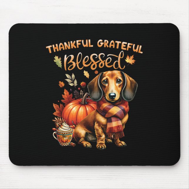 Mousepad Graças Grata, abençoada Cachorro Dachshund Queda V (Frente)