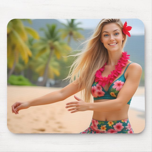 Mousepad Grace em Movimento: A dança do lado da praia de He (Frente)