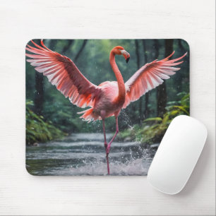 Mousepad Grace em Voo: O Riverdance dos Flamingos Rosa