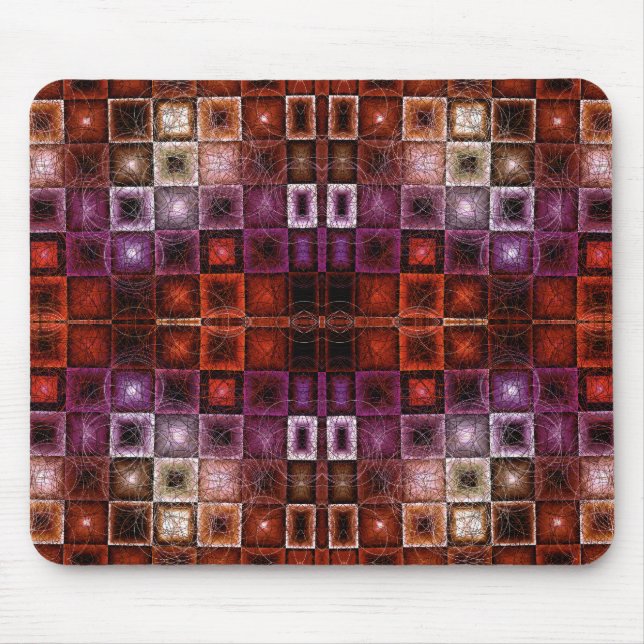 Mousepad Grade Geométrico Simétrico Vermelho e Roxo com Bri (Frente)