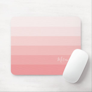 Mousepad Gradient Pastel Pink Stripes com Nome Personalizad