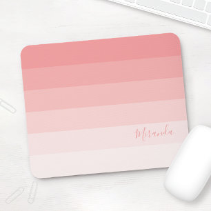 Mousepad Gradient Pastel Pink Stripes com Nome Personalizad
