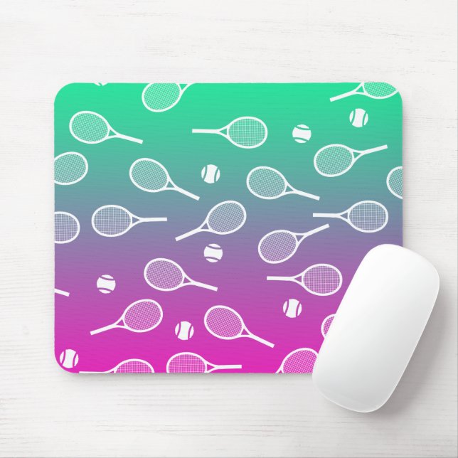Mousepad Gradiente de Padrão de Raquetas Retro-Tênis de Bra (Com mouse)