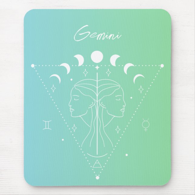 Mousepad Gradiente de sinal de estrela do horóscopo gemini  (Frente)