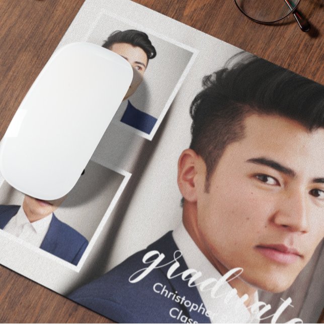Mousepad Graduação Moderna com 3 Fotos (Criador carregado)