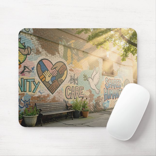 Mousepad Graffiti On Brick Wall Humanity Mural (Com mouse)