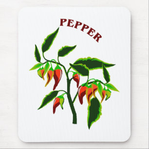 Mousepad Gráfico da planta da pimenta com pimenta da