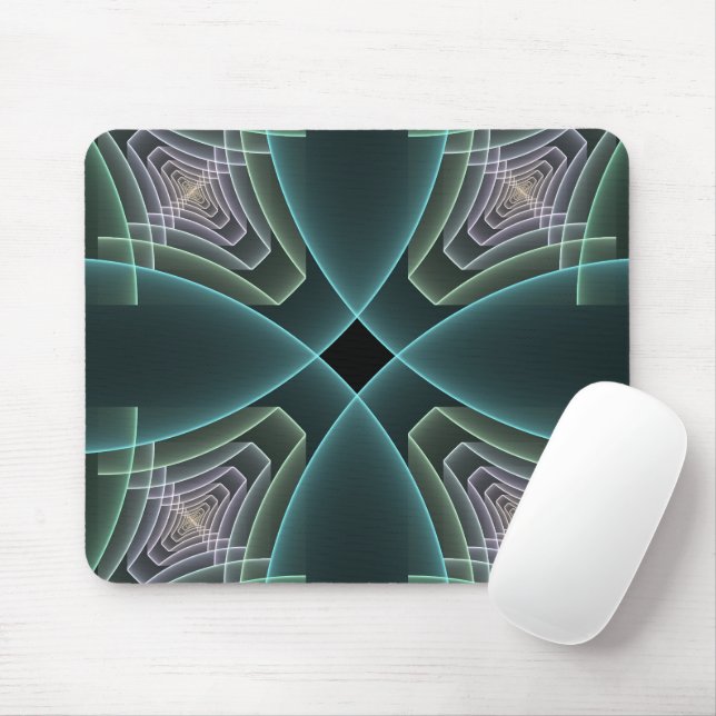 Mousepad Gráfico de Arte Geométrica Teal Moderna (Com mouse)