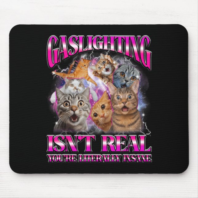 Mousepad Gráfico de Bootleg de Meme de Gato Engraçado Gasli (Frente)