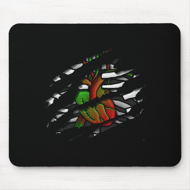 Mousepad Gráfico de Coração e Ossos de Zumbi (Frente)