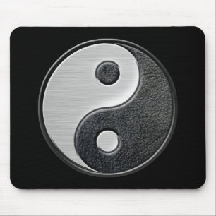 Mousepad Gráfico de couro e de aço de Yin Yang do efeito