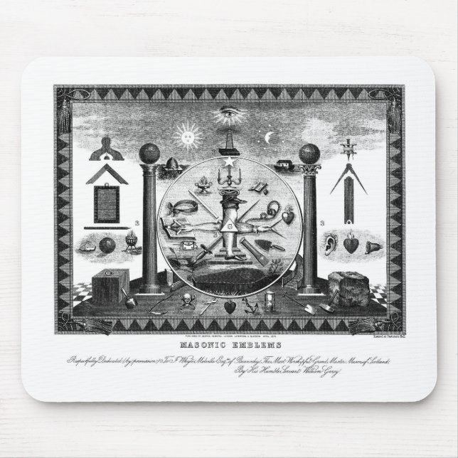 Mousepad Gráfico de Emblemas Masônicos de 1874 (Frente)