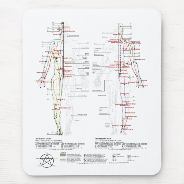 Mousepad Gráfico de Meridianos Humanos (Frente)