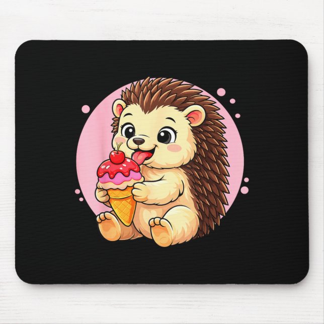 Mousepad Gráfico de ouriço comendo sorvete meninos meninas (Frente)