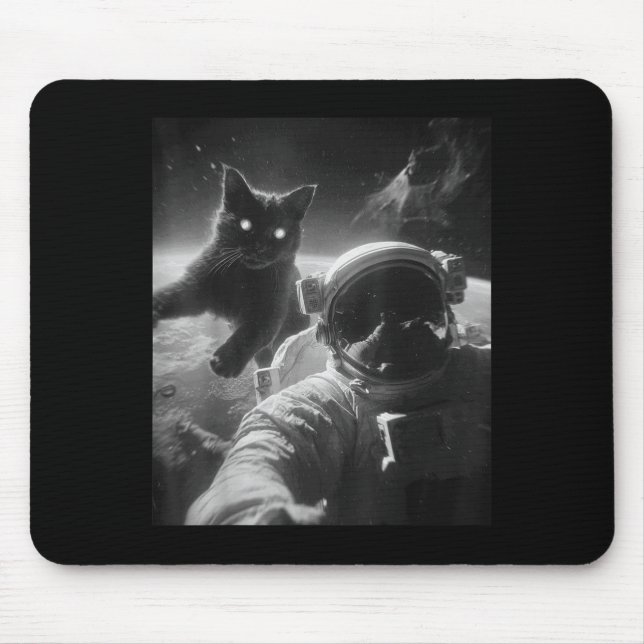 Mousepad Gráfico Engraçado Astronauta de Gato Selfie Engraç (Frente)