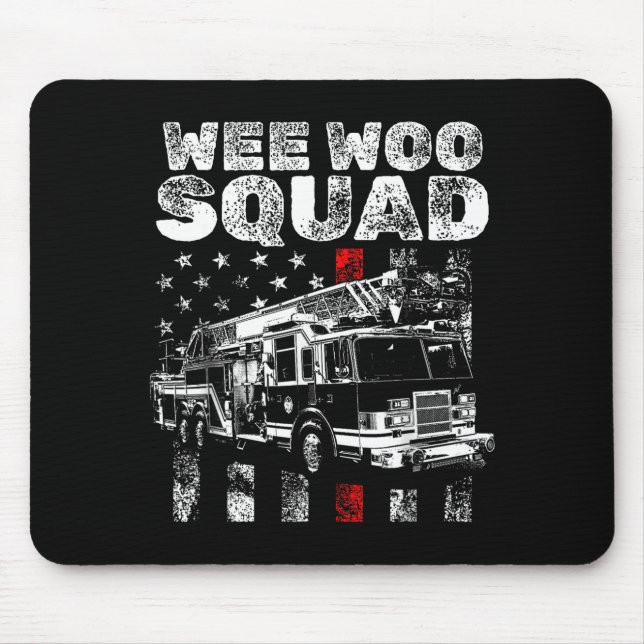 Mousepad Gráfico engraçado de bombeiro com bandeira america (Frente)