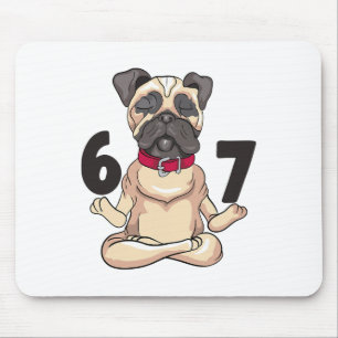 Mousepad Gràfico engraçado do pug 67 na pose de mão de yoga