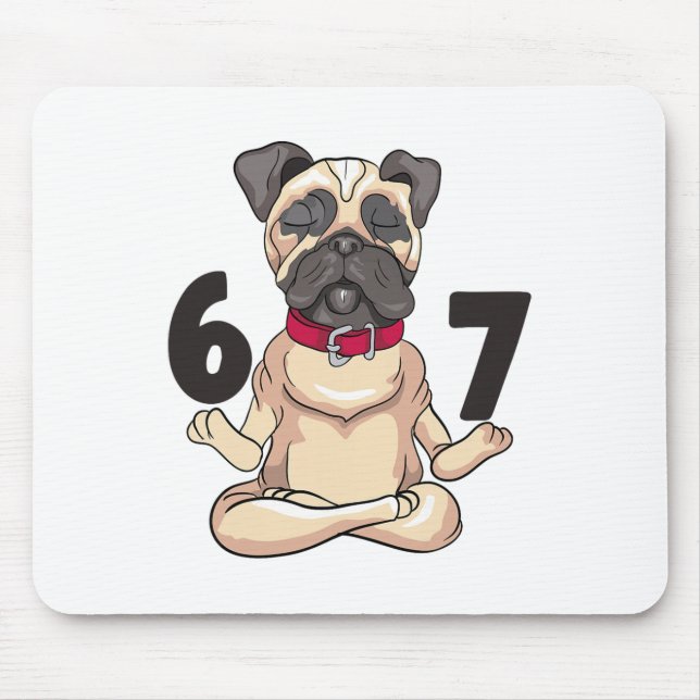 Mousepad Gràfico engraçado do pug 67 na pose de mão de yoga (Frente)