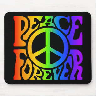 Mousepad Gráfico Retroativo do Arco-Íris da Paz para sempre