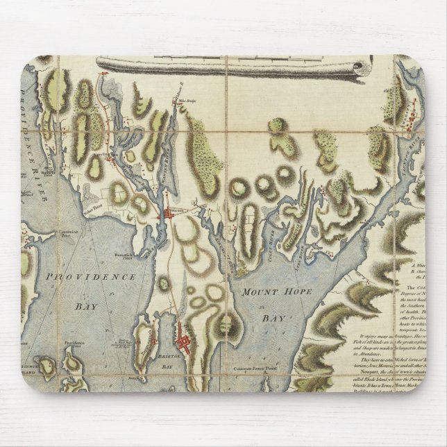 Mousepad Gráfico Topográfico da Baía do Narraganset (Frente)